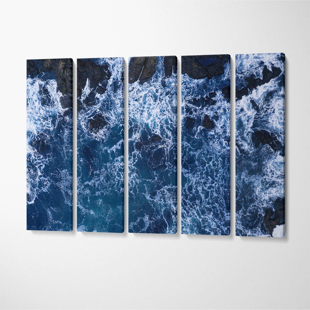 Ocean Waves Crashing Canvas Print ArtLexy 5 Panels 36"x24" inches 
