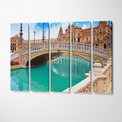 Sevilla Plaza Bridge Spain Canvas Print ArtLexy 5 Panels 36"x24" inches 