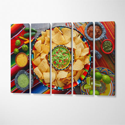 Nachos with Guacamole Canvas Print ArtLexy 5 Panels 36"x24" inches 