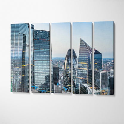 City of London Skyline with Modern Office Buildings Canvas Print ArtLexy 5 Panels 36"x24" inches 