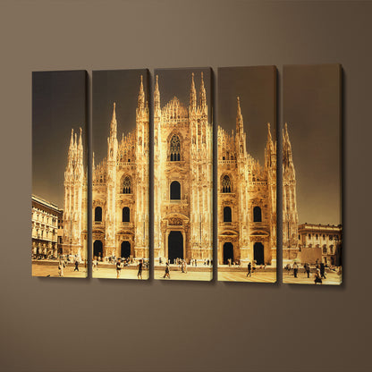 Milan Cathedral Canvas Print ArtLexy 5 Panels 36"x24" inches 