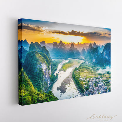 Li River and Karst Mountains China Canvas Print ArtLexy   