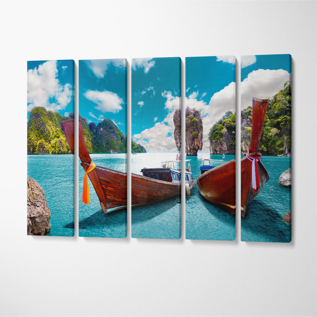 Phuket Seascape Thailand Canvas Print ArtLexy 5 Panels 36"x24" inches 