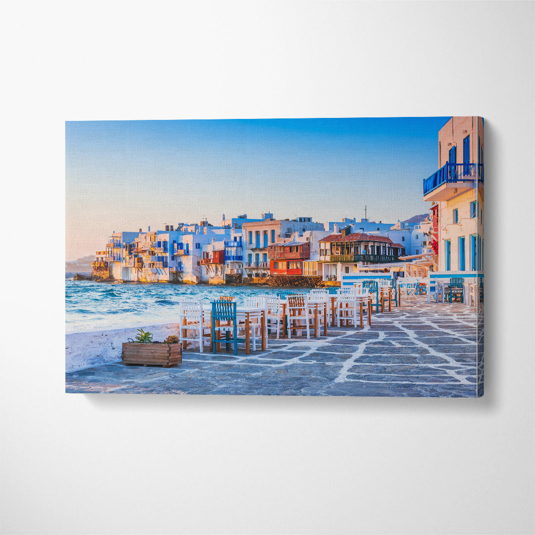 Mykonos at Sunset Greece Canvas Print ArtLexy 1 Panel 24"x16" inches 