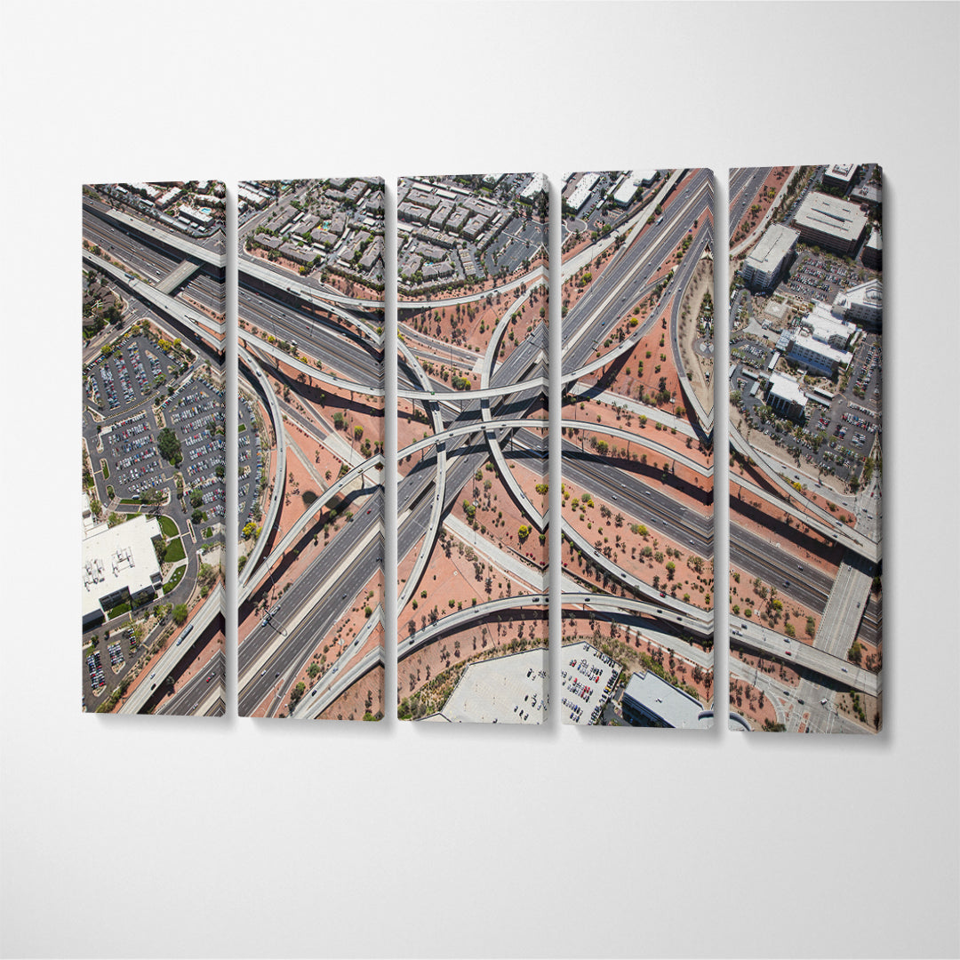 Loop 101 & I-17 Interchange Phoenix Arizona Canvas Print ArtLexy 5 Panels 36"x24" inches 