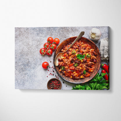 Mexican Chili Con Carne Canvas Print ArtLexy 1 Panel 24"x16" inches 