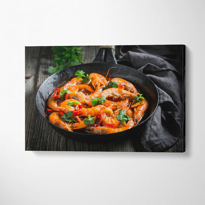 Spicy Fried Shrimp Canvas Print ArtLexy 1 Panel 24"x16" inches 