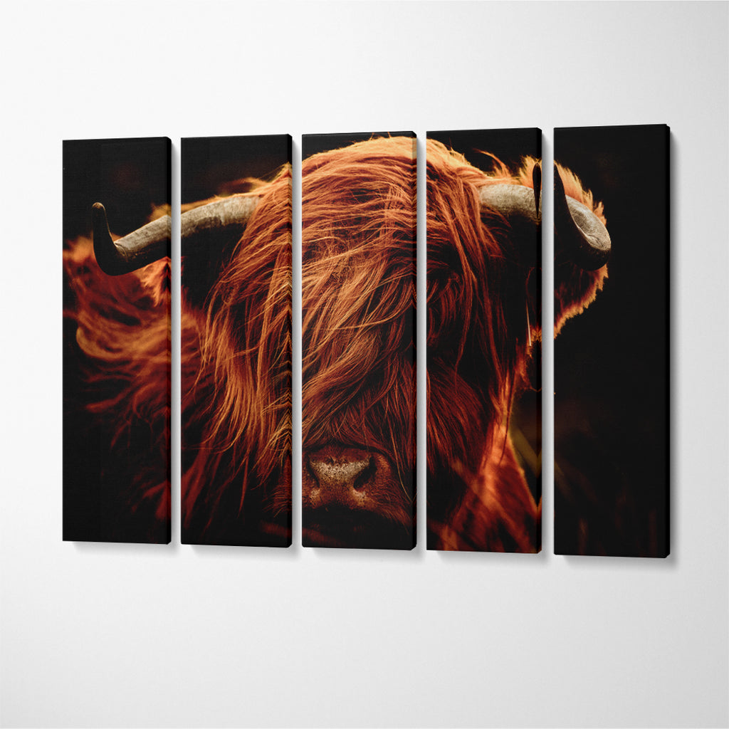 Amazing Portrait of Scottish Highland Cow Canvas Print ArtLexy 5 Panels 36"x24" inches 