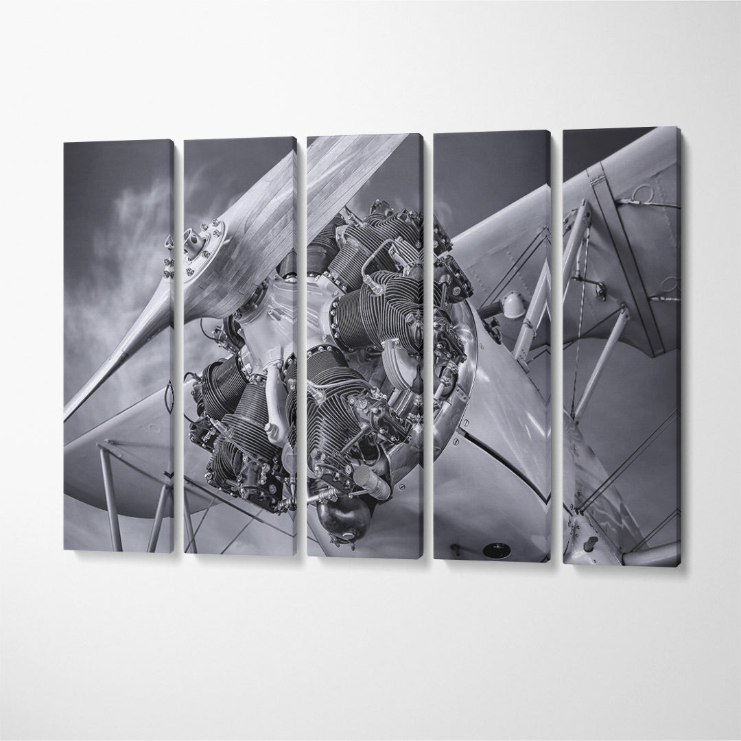 Engine of Aircraft Canvas Print ArtLexy 5 Panels 36"x24" inches 