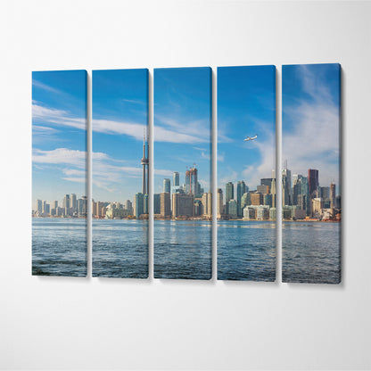 Plane Over Toronto Canvas Print ArtLexy 5 Panels 36"x24" inches 