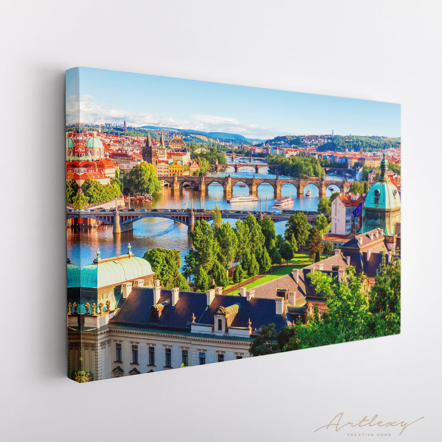 Charles Bridge with Vltava River Prague Canvas Print ArtLexy   