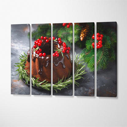 Christmas Chocolate Bundt Cake Canvas Print ArtLexy 5 Panels 36"x24" inches 