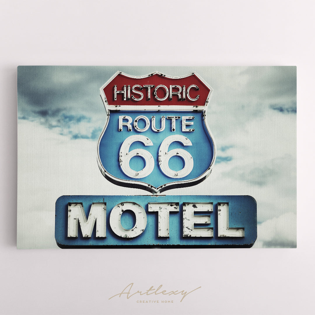 Old Motel Sign on Route 66 USA Canvas Print ArtLexy   