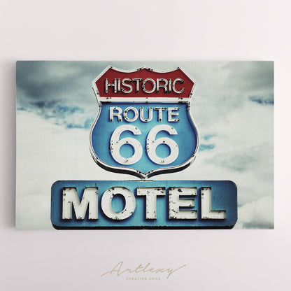 Old Motel Sign on Route 66 USA Canvas Print ArtLexy   