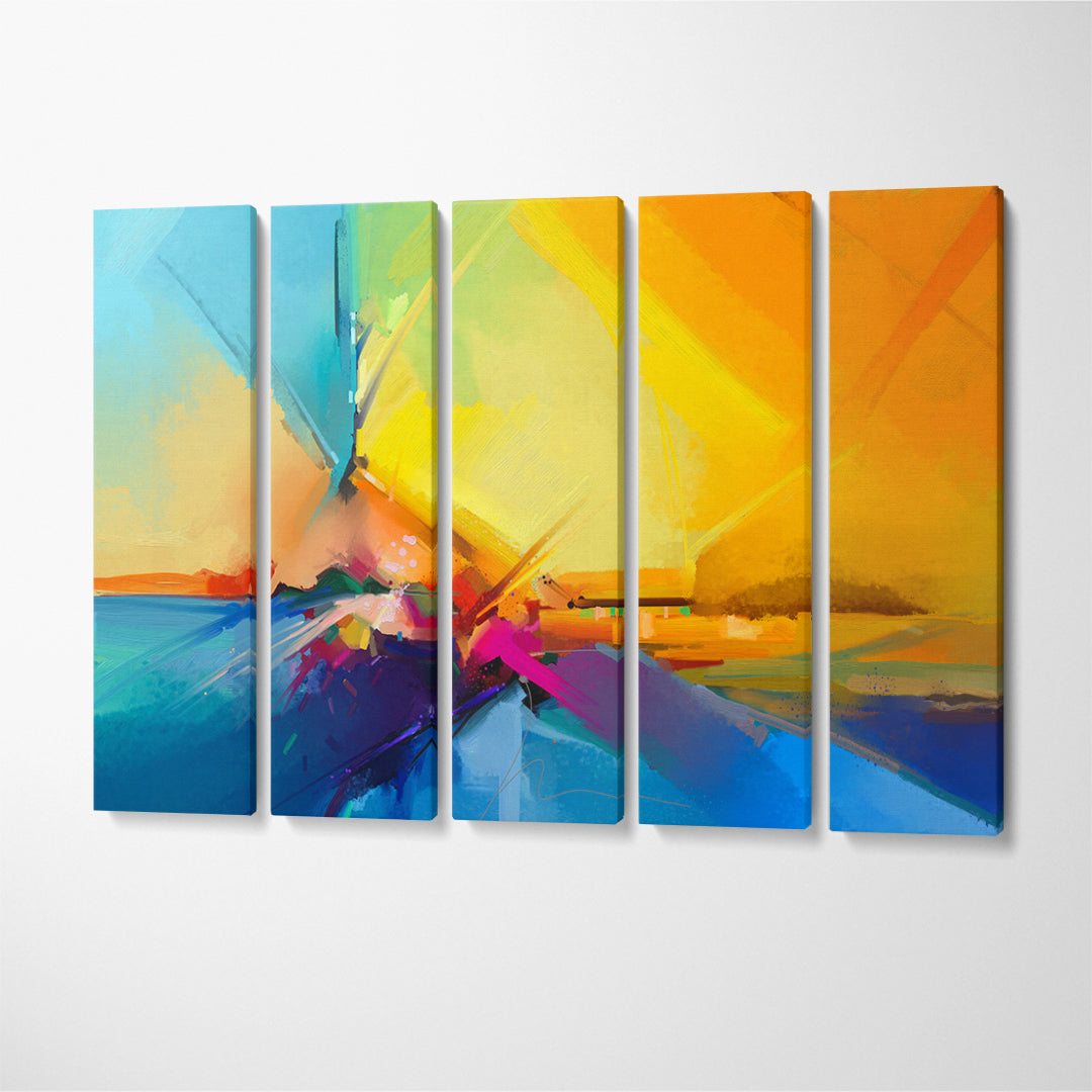 Abstract Modern Landscape Canvas Print ArtLexy 5 Panels 36"x24" inches 