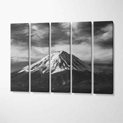 Mount Fuji Black And White Japan Canvas Print ArtLexy 5 Panels 36"x24" inches 