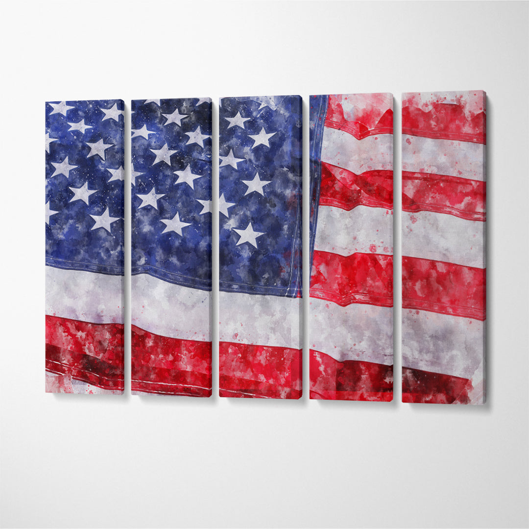Creative Abstract American Flag Canvas Print ArtLexy 5 Panels 36"x24" inches 