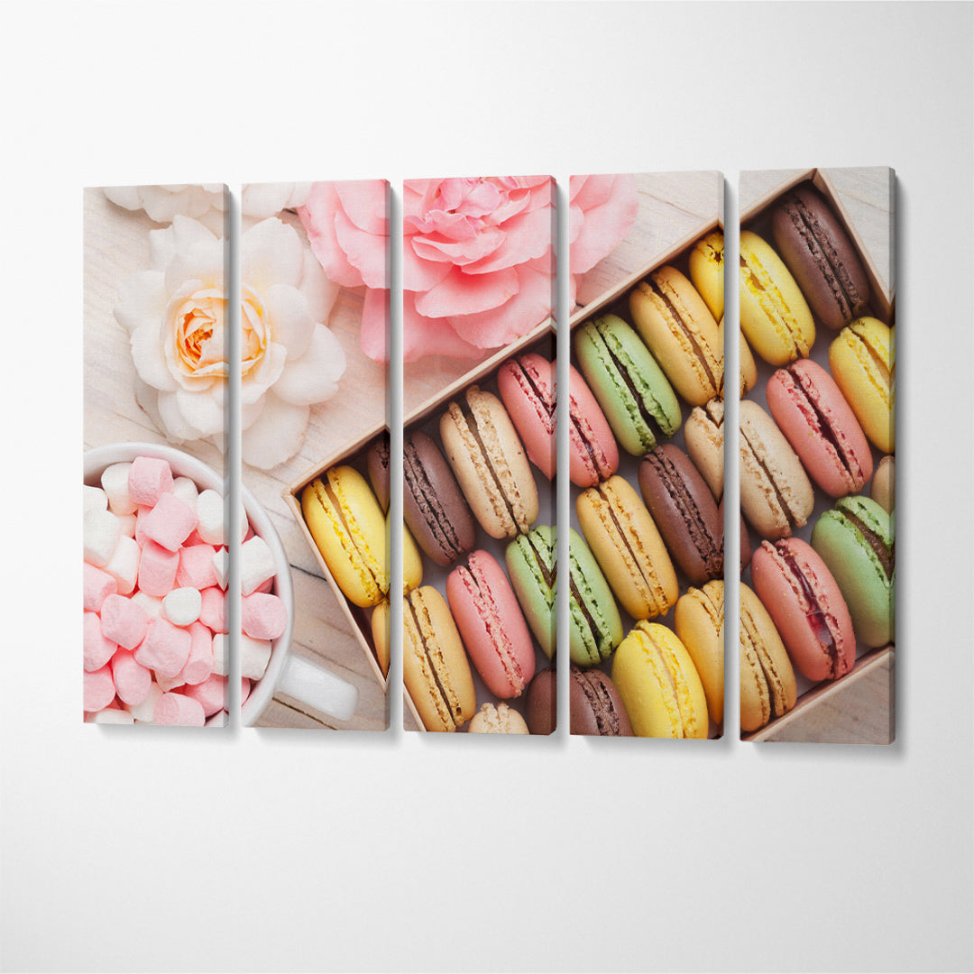 Colorful Macarons Canvas Print ArtLexy 5 Panels 36"x24" inches 