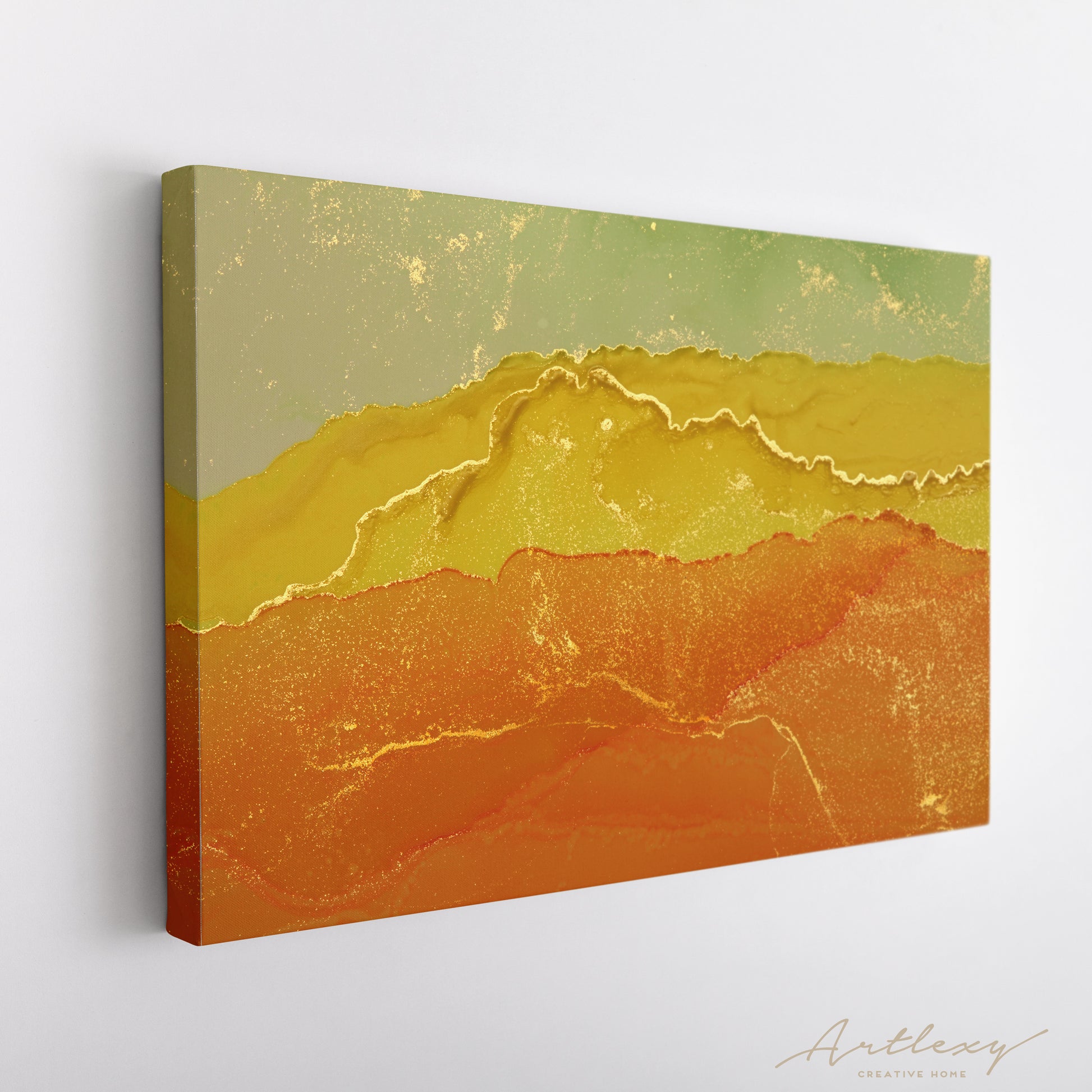 Abstract Vivid Yellow Wavy Marble Canvas Print ArtLexy   