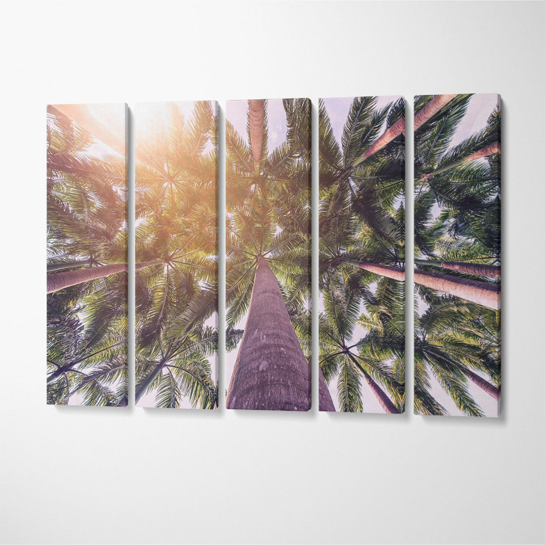 Coconut Palm Trees Canvas Print ArtLexy 5 Panels 36"x24" inches 