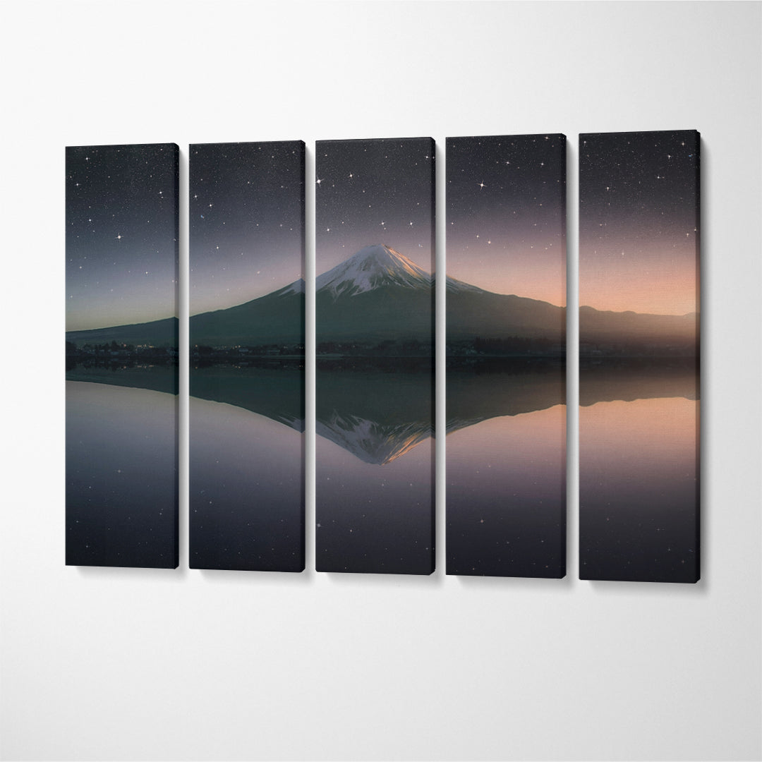 Mount Fuji Reflection in Kawaguchi Lake Japan Canvas Print ArtLexy 5 Panels 36"x24" inches 