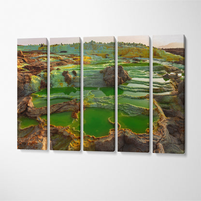 Dallol Volcano Danakil Depression Ethiopia Canvas Print ArtLexy 5 Panels 36"x24" inches 