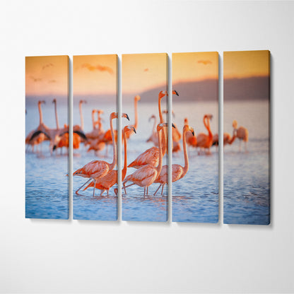 Flamingos in Lake Nakuru Canvas Print ArtLexy 5 Panels 36"x24" inches 