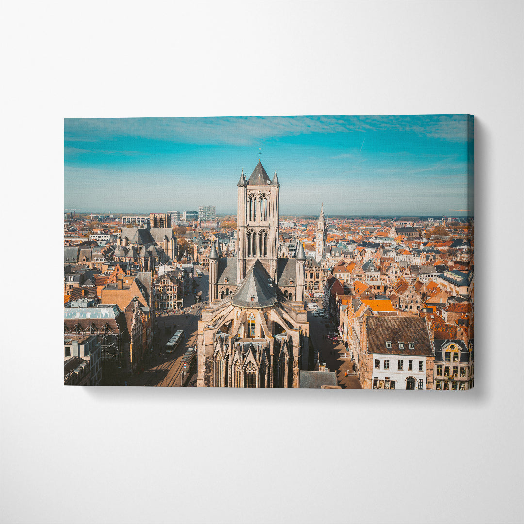 Historic City of Ghent Belgium Canvas Print ArtLexy 1 Panel 24"x16" inches 