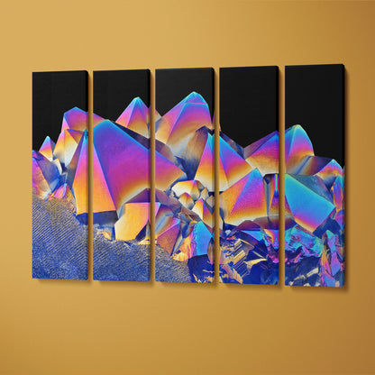 Amazing Blue Rainbow Crystal Amethyst Quartz Canvas Print ArtLexy 5 Panels 36"x24" inches 