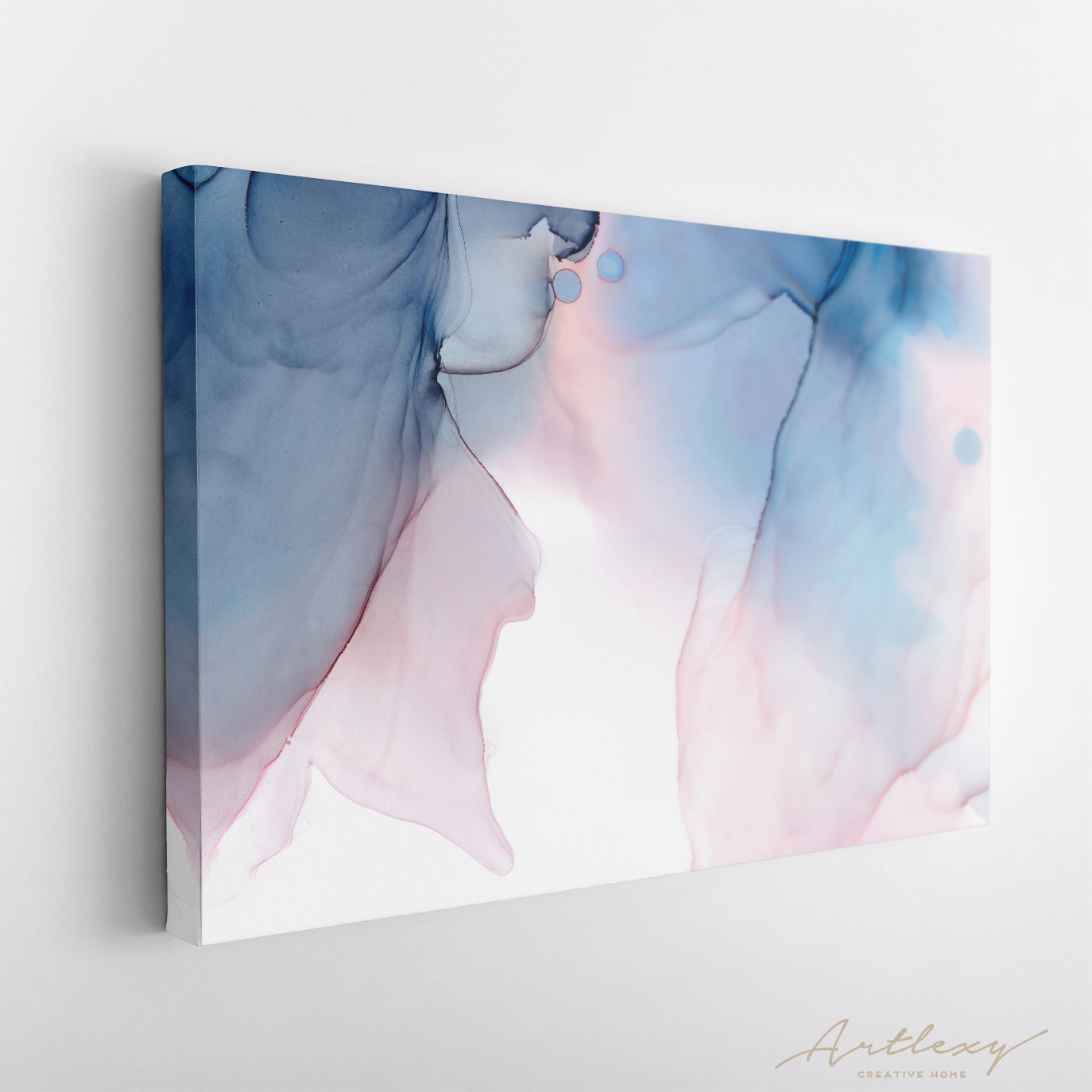 Blue and Pink Fluid Marble Canvas Print ArtLexy   