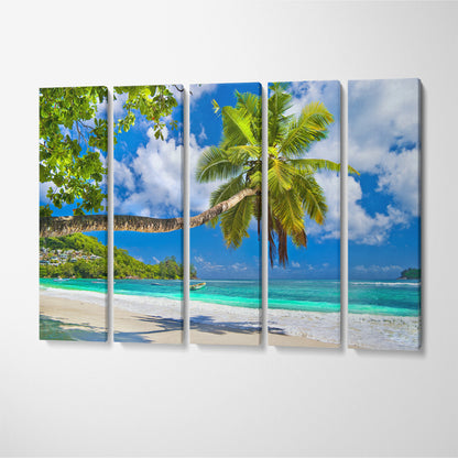 Beautiful Beach Seychelles Canvas Print ArtLexy 5 Panels 36"x24" inches 