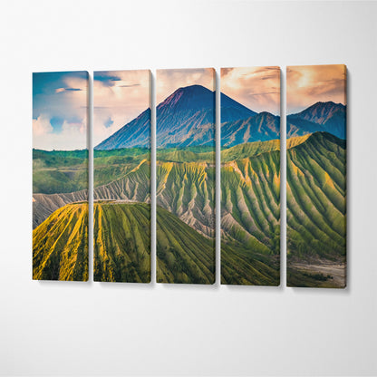 Mountain Landscape Mount Bromo Java Indonesia Canvas Print ArtLexy 5 Panels 36"x24" inches 