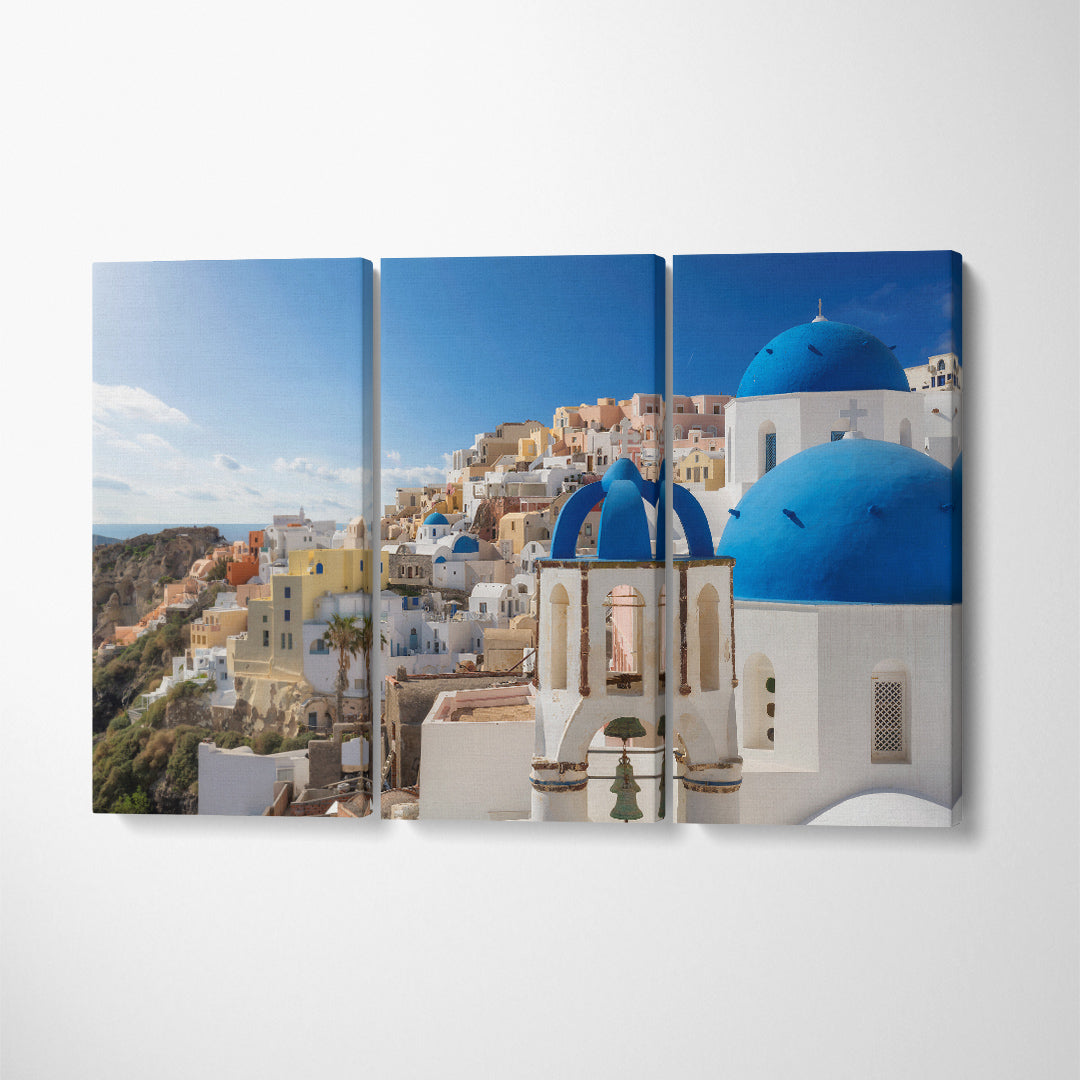 Greek Orthodox Church Santorini Island Greece Canvas Print ArtLexy 3 Panels 36"x24" inches 