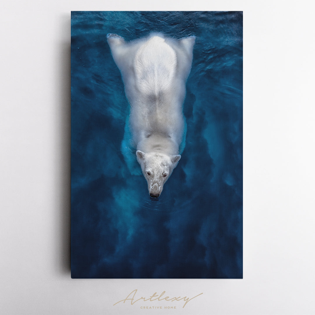 Polar Bear Swimming in Arctic Waters Canvas Print ArtLexy   