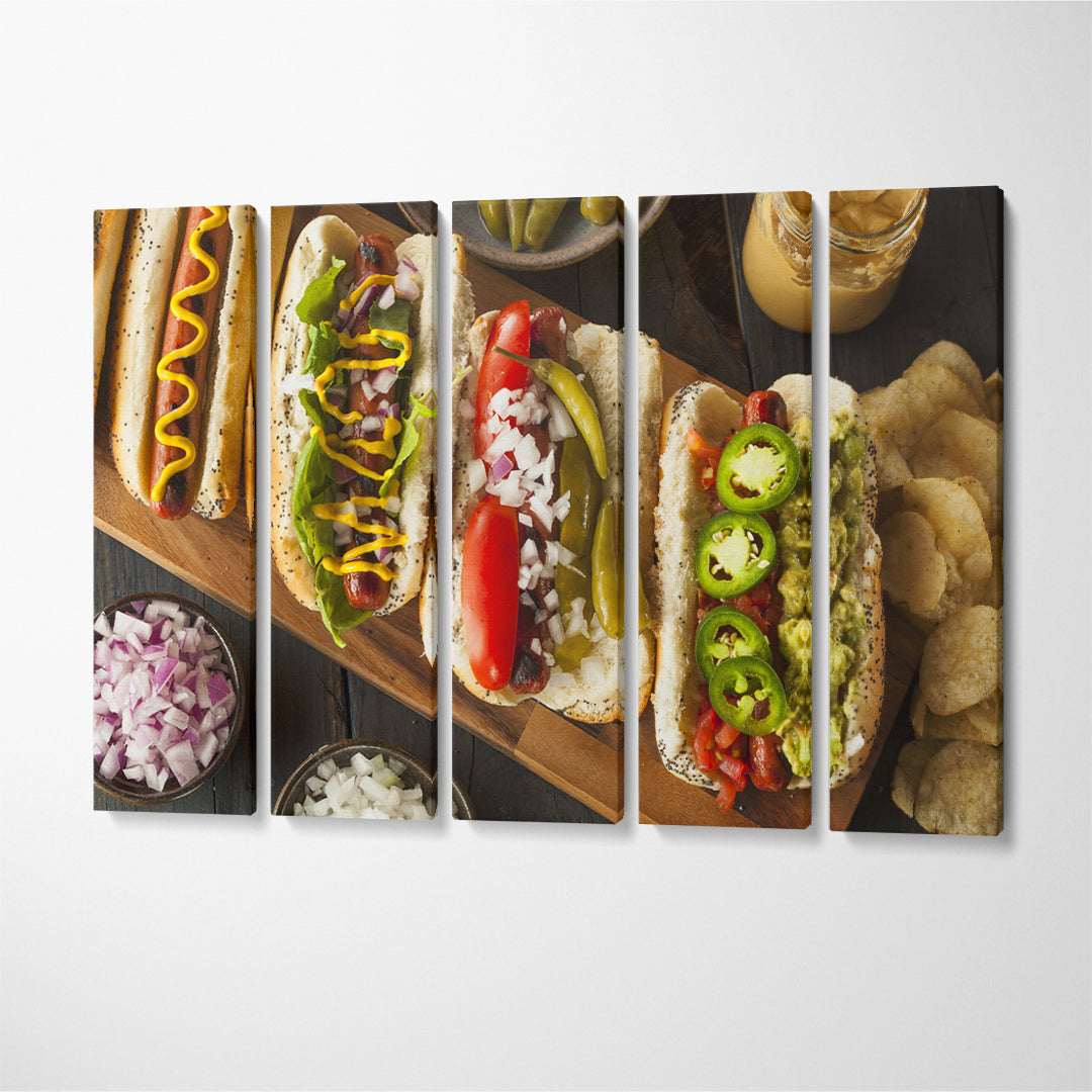 Hot Dogs Canvas Print ArtLexy 5 Panels 36"x24" inches 