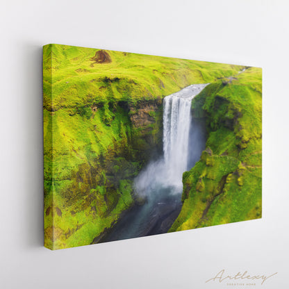 Iceland Landscape with Skogafoss Waterfall Canvas Print ArtLexy   