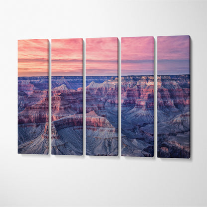 Grand Canyon National Park at Dusk USA Arizona Canvas Print ArtLexy 5 Panels 36"x24" inches 