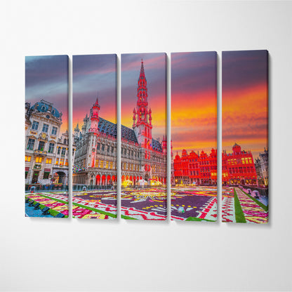 Grand Place Brussels Belgium Canvas Print ArtLexy 5 Panels 36"x24" inches 