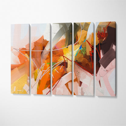 Contemporary Multicolor Mix Brush Stroke and Paint Splash Canvas Print ArtLexy 5 Panels 36"x24" inches 