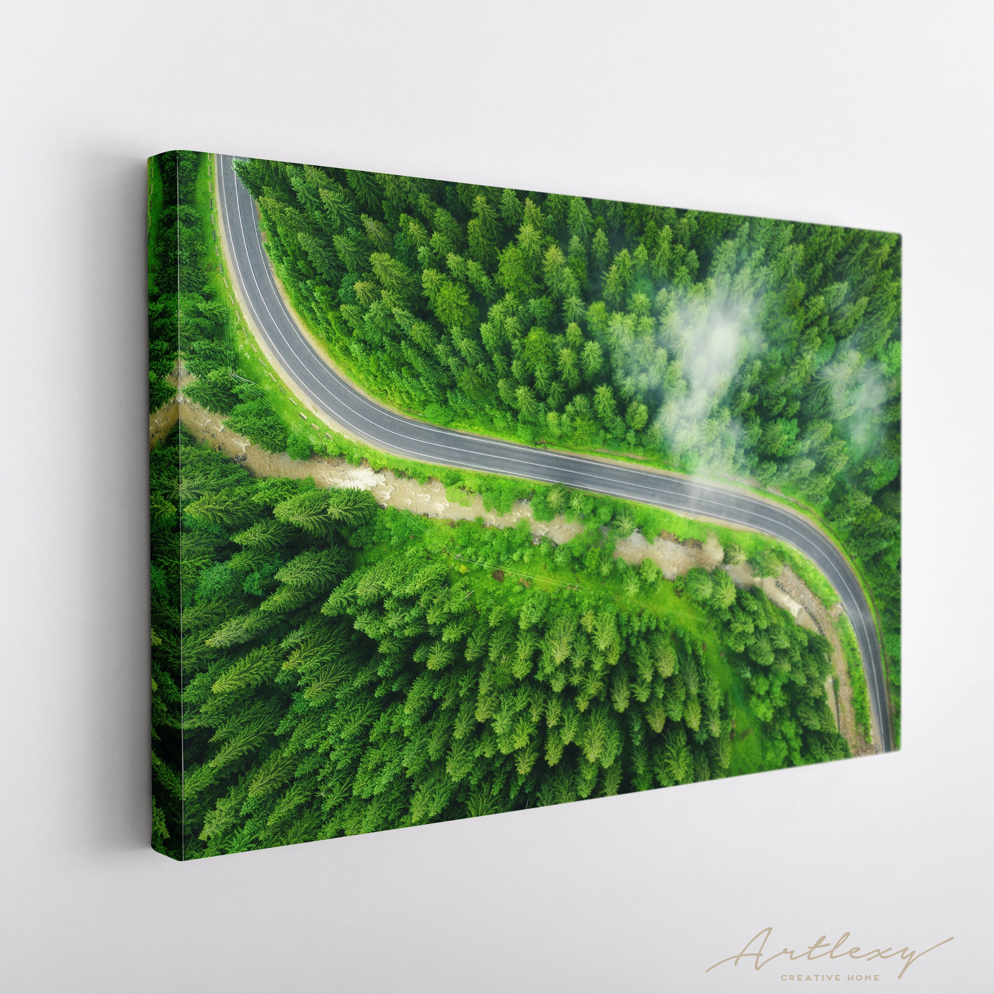 Road in Green Forest Canvas Print ArtLexy   