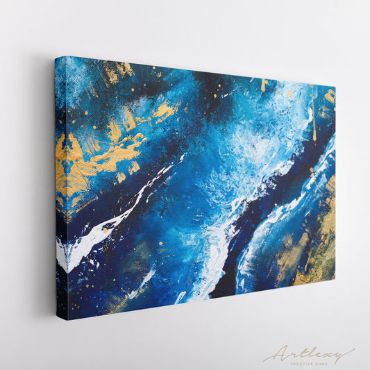 Blue Marbling Acrylic Design Canvas Print ArtLexy   