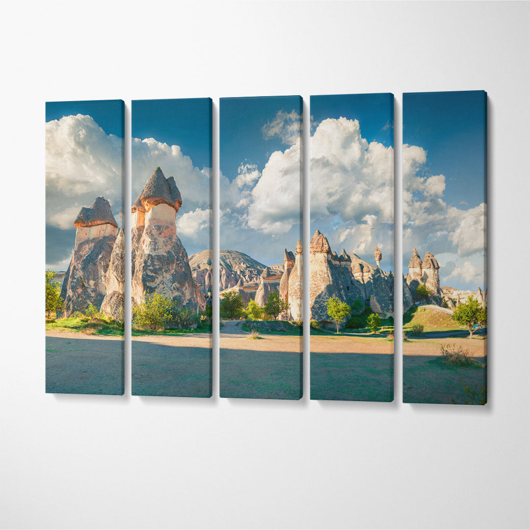 Fungous Forms Sandstone Hills Canyon Cappadocia Canvas Print ArtLexy 5 Panels 36"x24" inches 