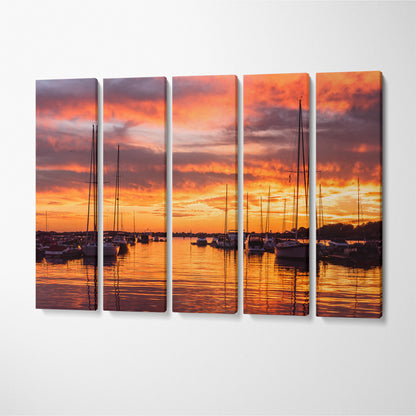 Lake Norman at Sunset North Carolina Canvas Print ArtLexy 5 Panels 36"x24" inches 