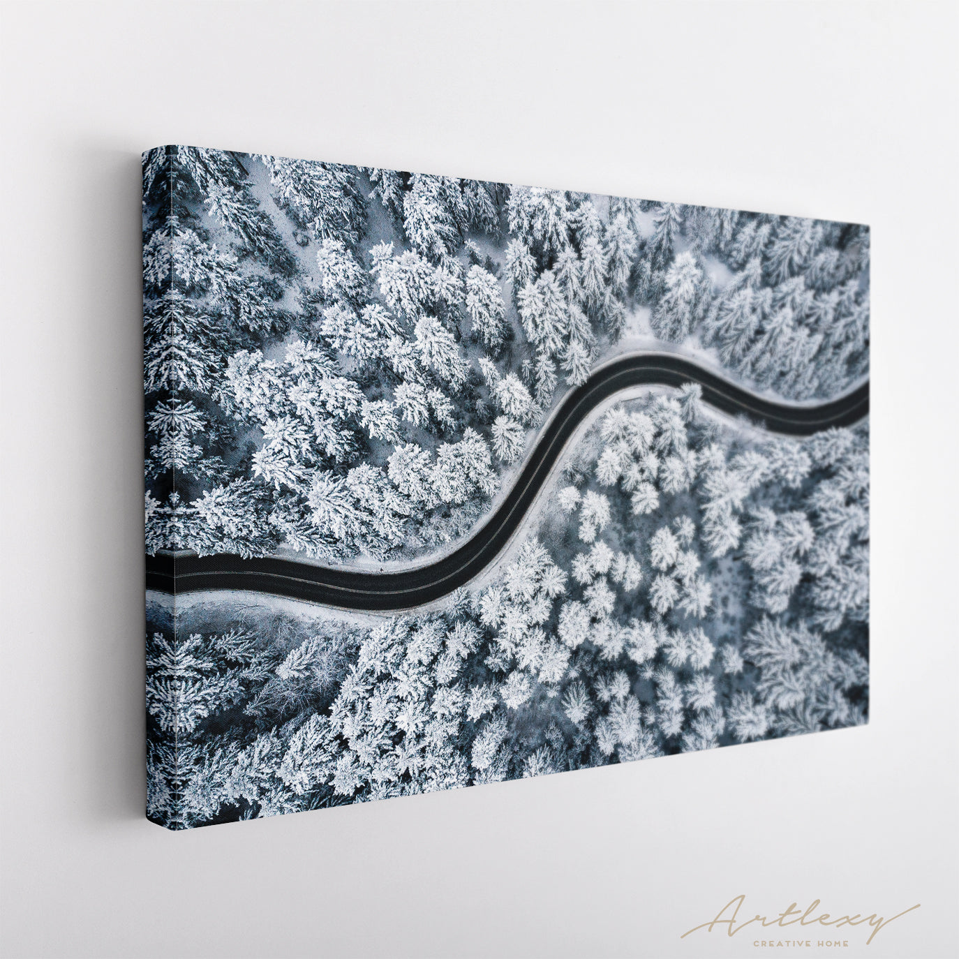 Curvy Road in Winter Forest Canvas Print ArtLexy   