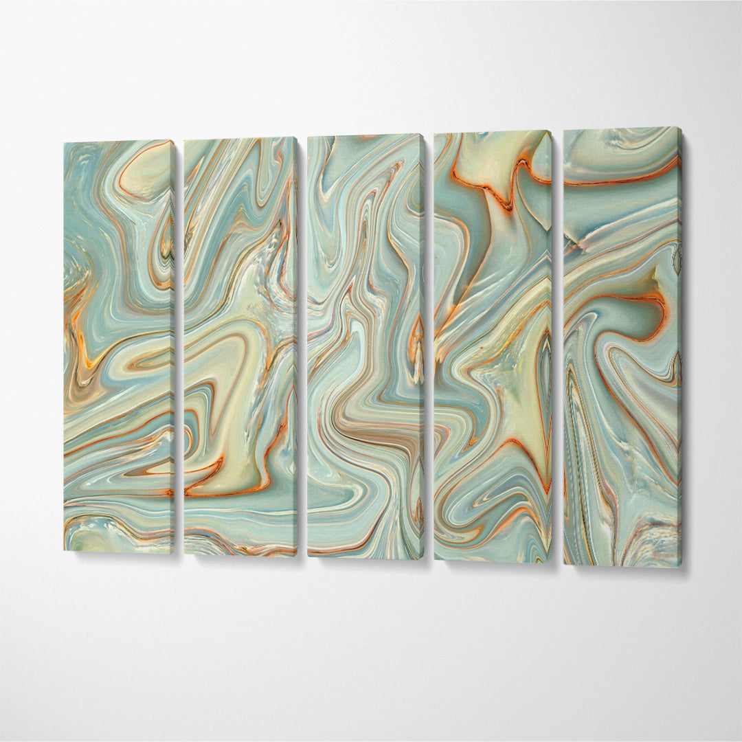 Abstract Green Agate Marble Canvas Print ArtLexy 5 Panels 36"x24" inches 