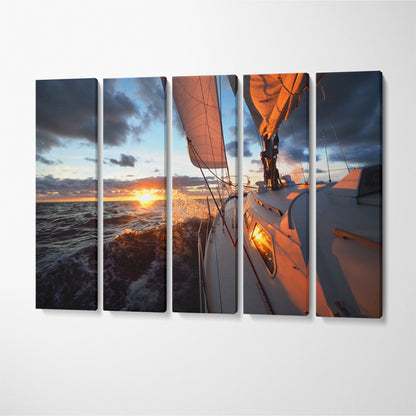 Sailing Yacht Sea Canvas Print ArtLexy 5 Panels 36"x24" inches 