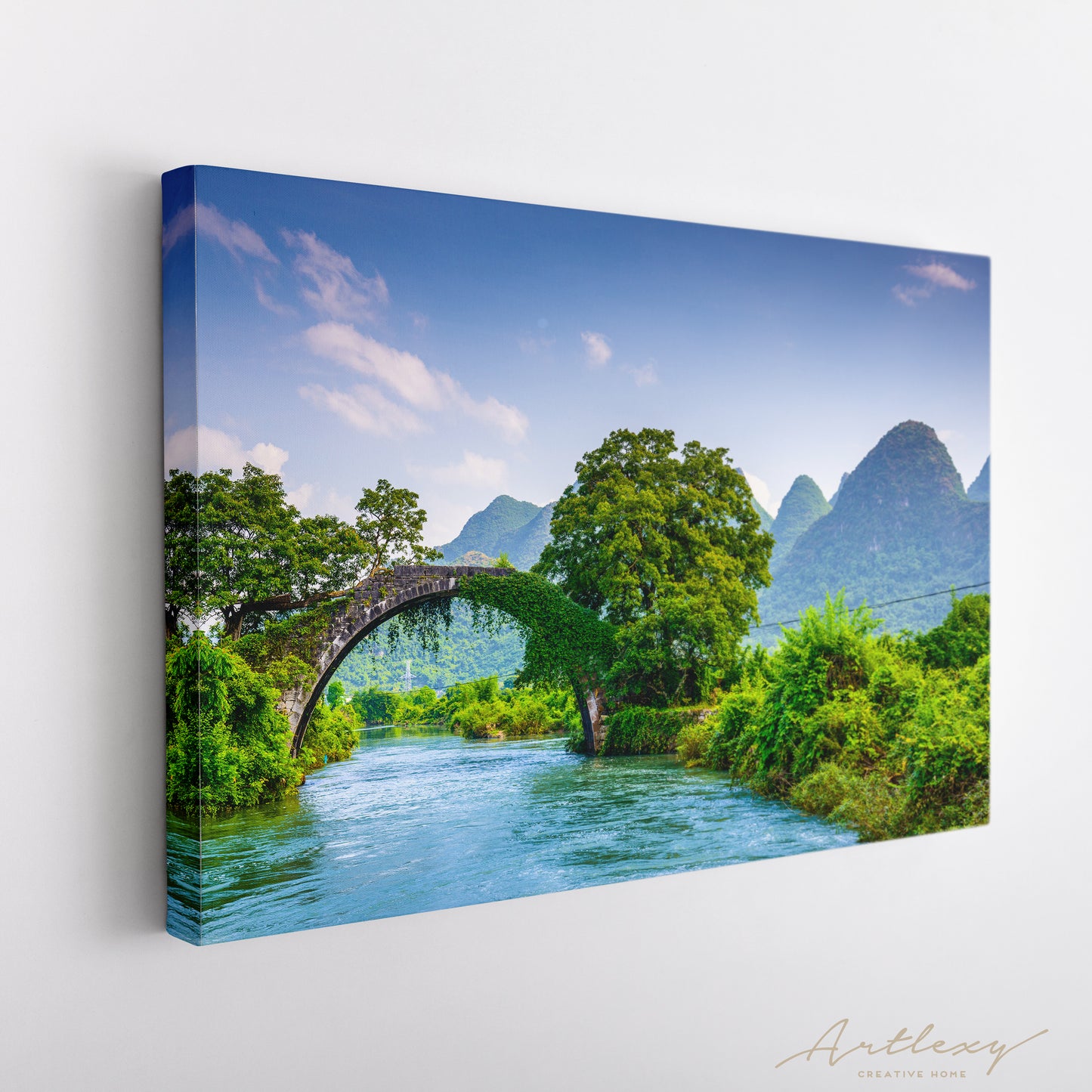 Dragon Bridge over Li River Yangshuo China Canvas Print ArtLexy   