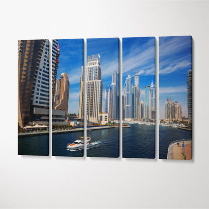 Dubai Marina Skyscrapers Canvas Print ArtLexy 5 Panels 36"x24" inches 
