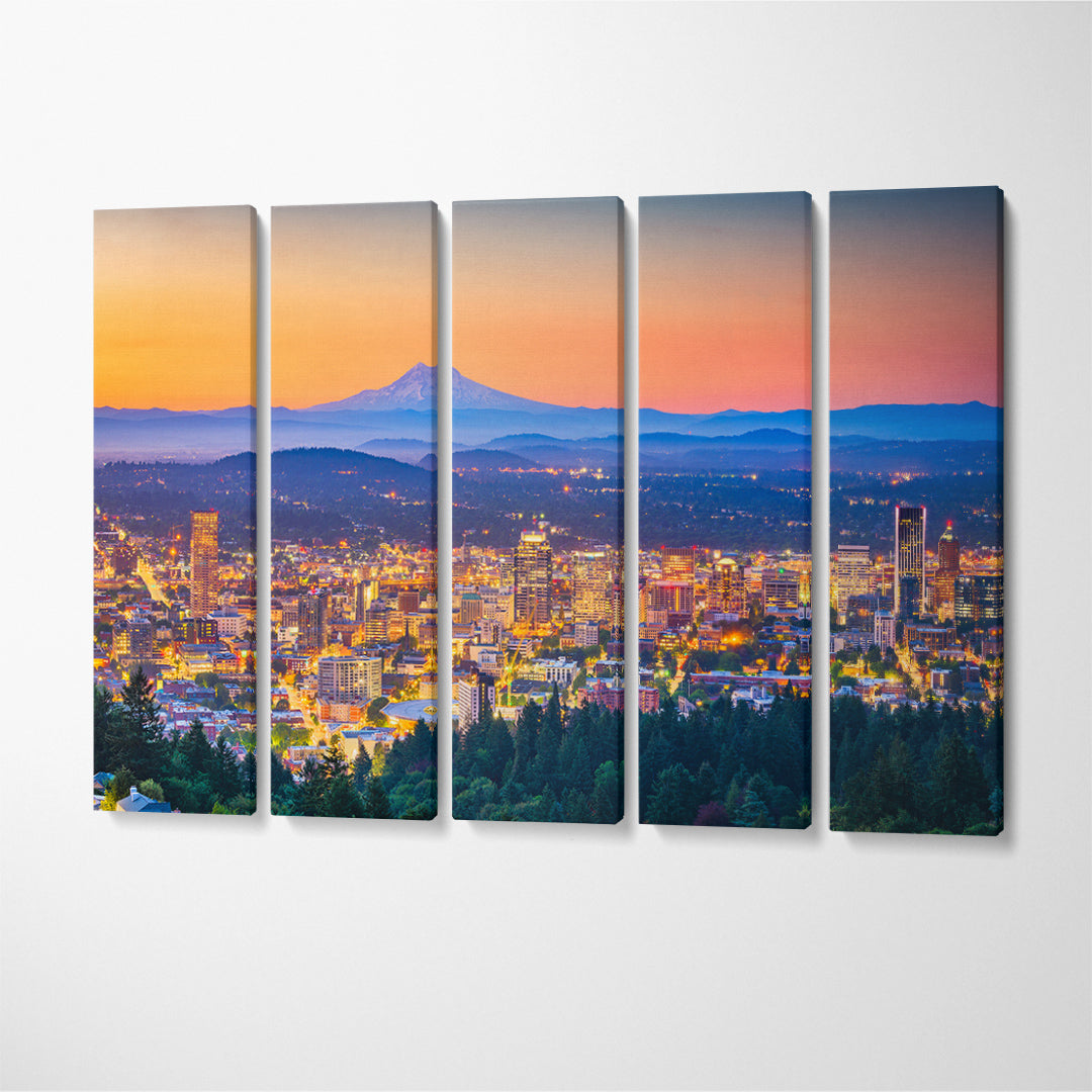 Portland Skyline USA Canvas Print ArtLexy 5 Panels 36"x24" inches 