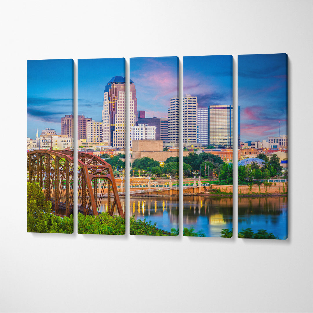 Louisiana Skyline Canvas Print ArtLexy 5 Panels 36"x24" inches 